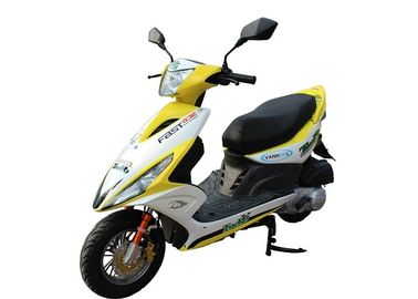 Çin Disk / Kampanalı Fren Gaz Moped Scooter Sarı / Beyaz Plastik Gövde Yüksek Maks Hız Tedarikçi