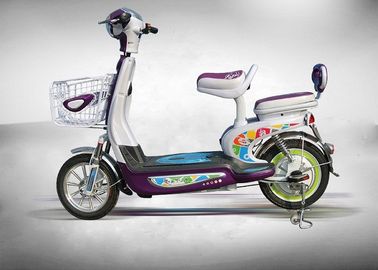Çin Ön Kampana Fren Sistemi ile Mor Renkli 350W Elektrikli Moped Scooter Motosiklet Tedarikçi